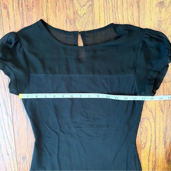 Express Black Short Sleeve Mesh Formal Dressy Business Casual Blouse Extra Small - Picture 10 of 12